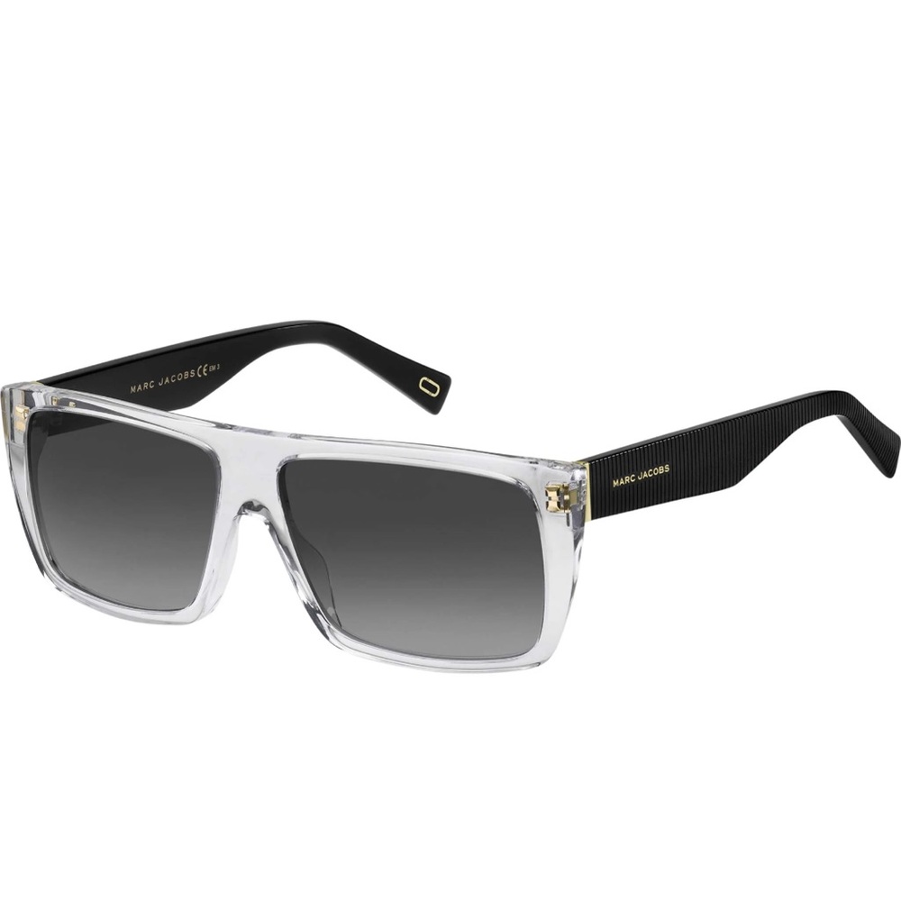 Marc Jacobs Clear Frame Black Temples Gradient Gray Lenses Sunglasses